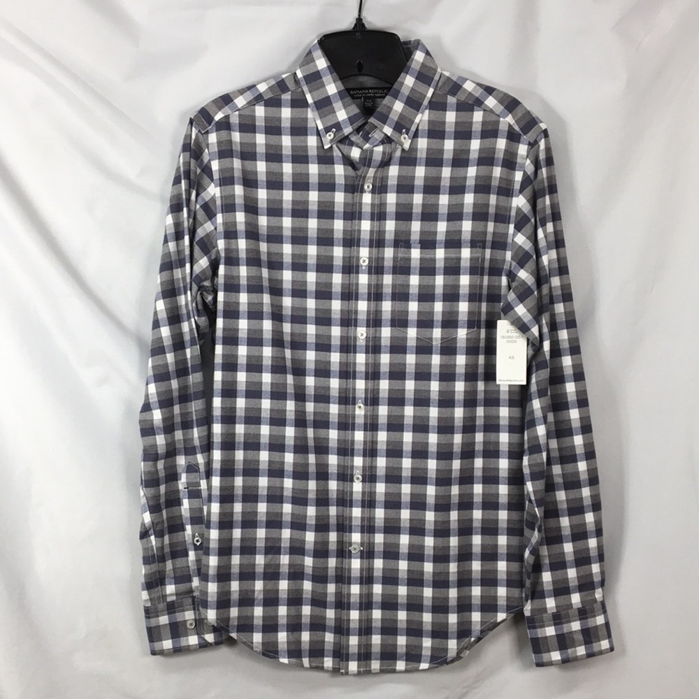 Banana Republic Luxe Slim Fit Mens long Sleeve Button Flannel Size XS NWT
